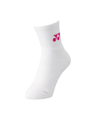 Yonex Sport Crew Socks [White with Pink Logo]