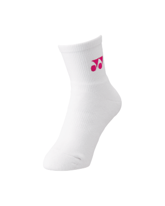 Yonex Sport Crew Socks [White with Pink Logo]