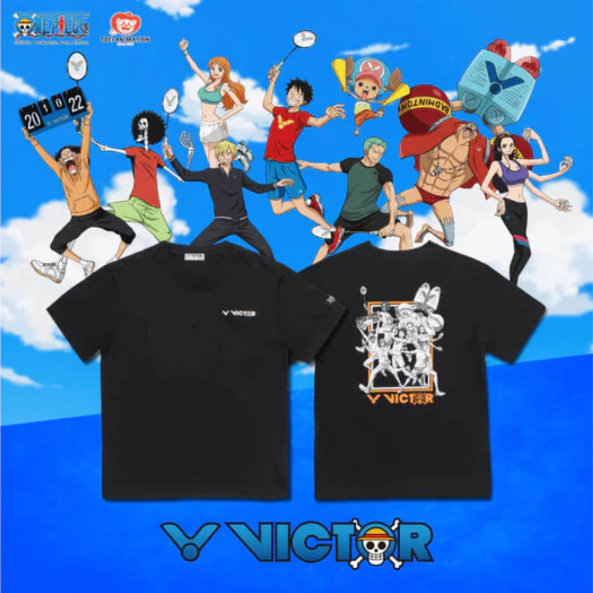 Victor X One Piece Straw Hat Crew T-shirt [Black](T-OP1-C)