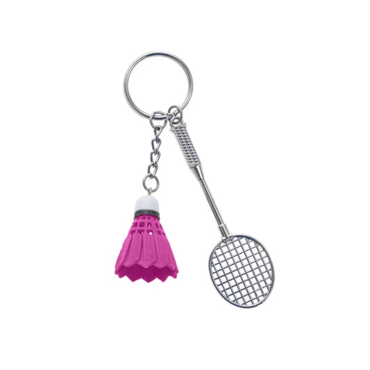 Mini Badminton Racquet and Shuttlecock Keychain [Pink]