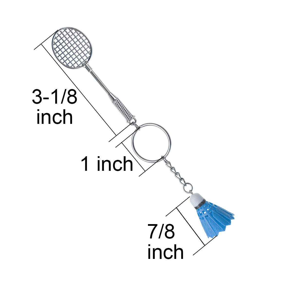 Mini Badminton Racquet and Shuttlecock Keychain [White]