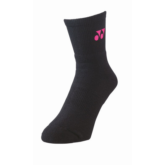 Yonex Sport Crew Socks [Black with Pink Logo]